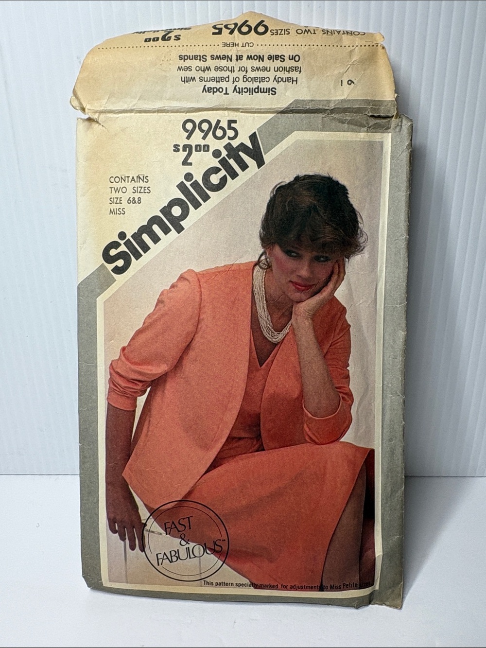 Simplicity Pattern 9965 Women's Two-Piece Skirt Suit Sewing 80s